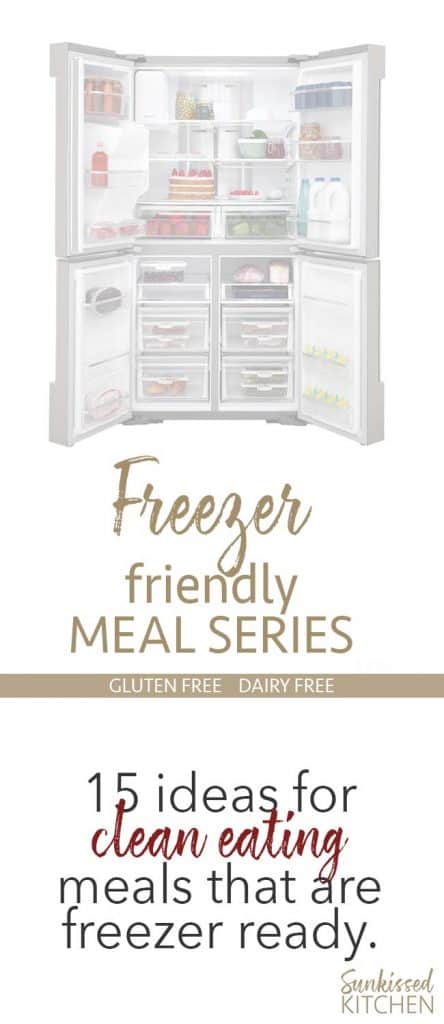 An image of a freezer open and a graphic explaining new recipes for a clean eating lifestyle.