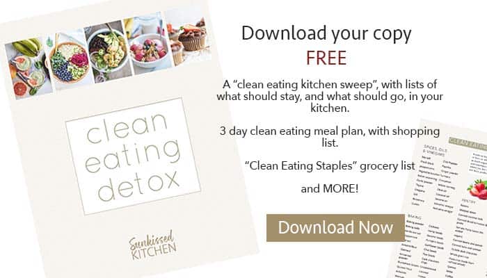 A graphic showing the Clean Eating Detox eBook cover, with an option to subscribe to the newsletter for a free copy.