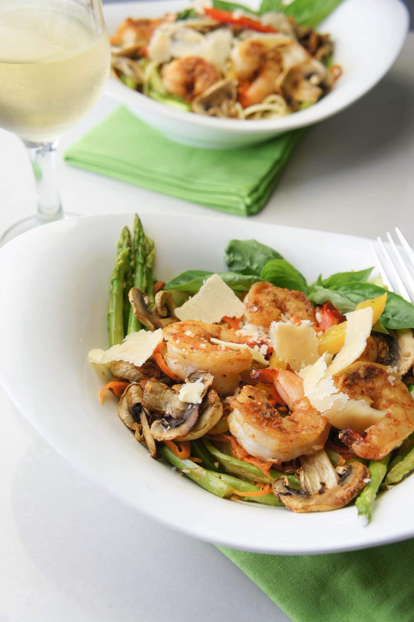 Shrimp Pasta Primavera {Gluten Free + Low-Carb & Paleo Option