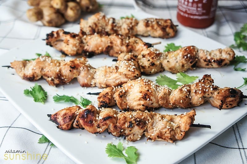 Ginger Sesame Marinated Chicken Skewers