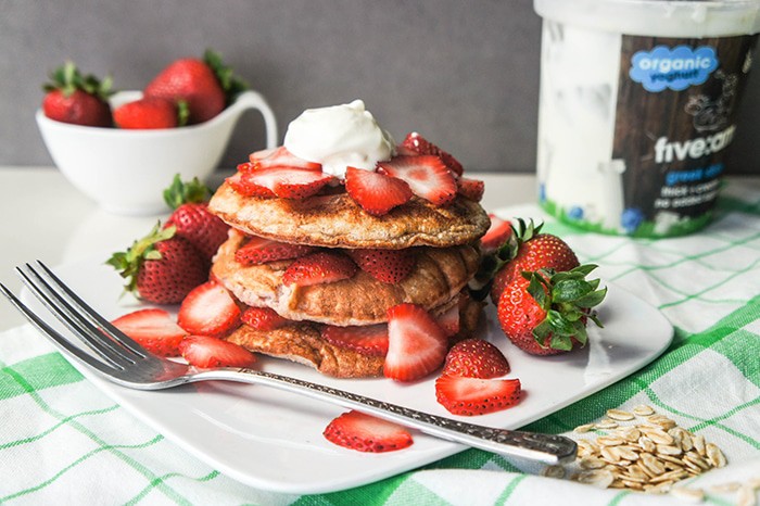 Strawberry Shortcake Protein Pancakes