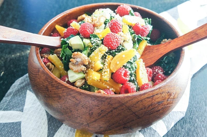 Raspberry and Golden Beet Kale Salad