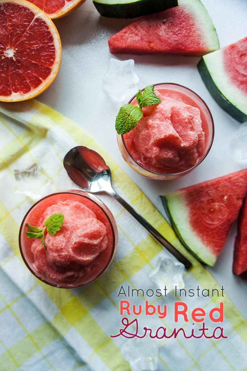 This icy Granita is the perfect summer treat-- grapefruit and watermelon are hydrating and refreshing!