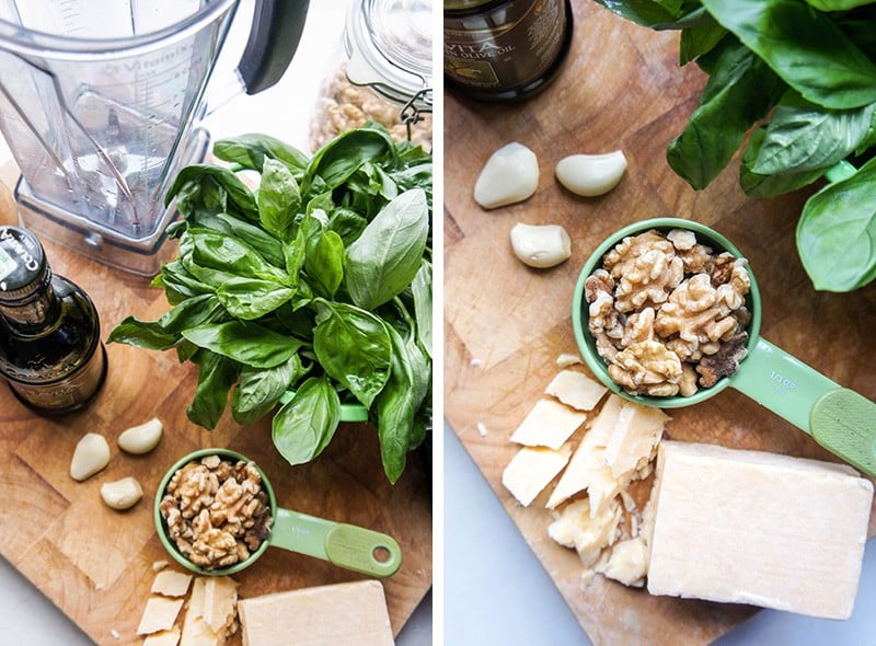 Basil Walnut Pesto - Vitamin Sunshine / This fresh pesto takes 5 minutes to make, and is a super fresh, vibrant topping for salads, sandwiches, meats.. perfect summer condiment!