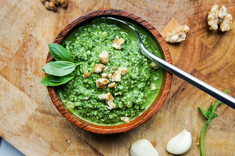 Lightened Up Basil Walnut Pesto