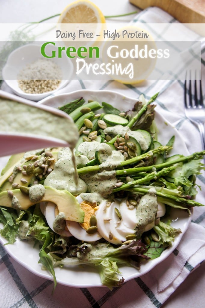 Green Goddess Salad Dressing (+ Whole 30 Approved Plant Based Protein