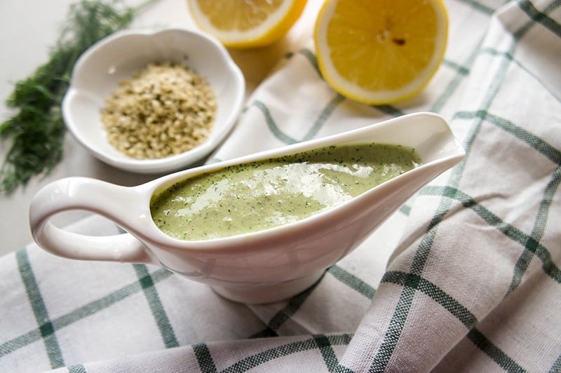 Green Goddess Dressing (Dairy Free, High Protein) - This creamy, tangy, herb packed dressing will amp of the flavor and nutrition of any salad!