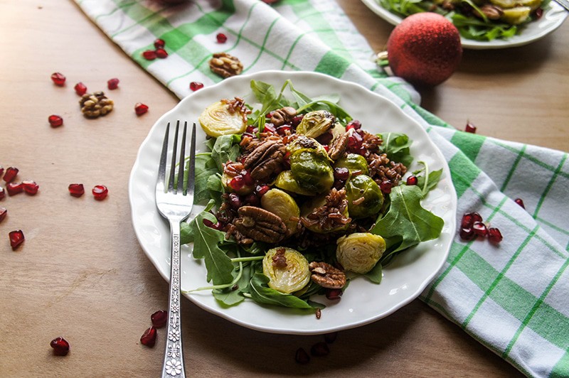 Warm Winter Red Rice, Arugula, and Brussels Sprouts Salad
