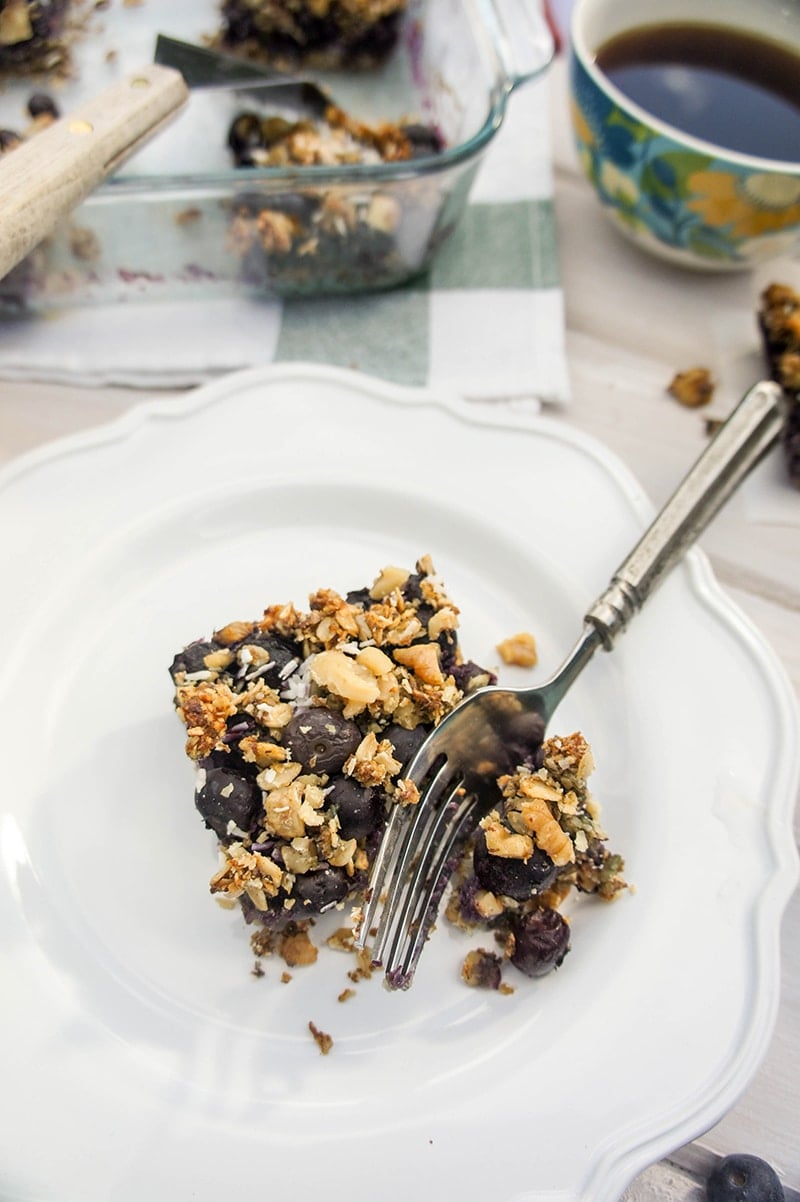 Blissful Blueberry Breakfast Bars / These sugar-free treats can certainly be dessert, but I love eating them for breakfast with a hot mug of coffee.