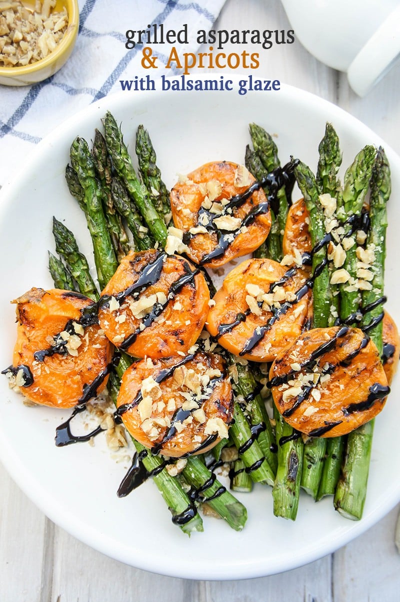 Grilled Asparagus and Apricots with Balsamic Glaze / A beautiful side dish for your next BBQ. The perfect addition to grilled meats.
