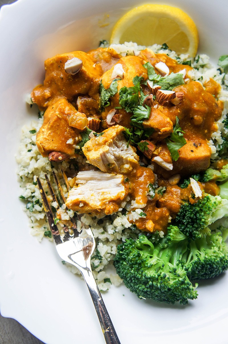 Slow Cooker Moroccan Pumpkin Chicken with Cauliflower "Couscous