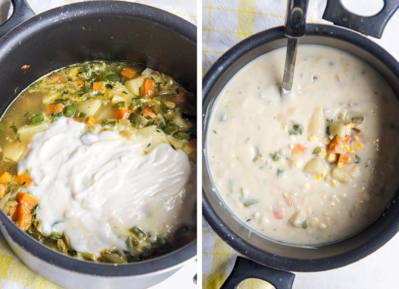 Dairy Free Corn Chowder / This vegan soup is ultra creamy, and packed with veggies. Super comforting!