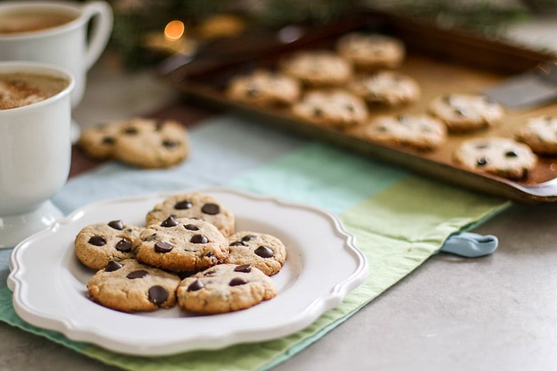 Paleo Chocolate Chip Cookies / These healthy treats are low sugar and full of good-for-you-ingredients. With only 5 ingredients, these take minutes to whip up.