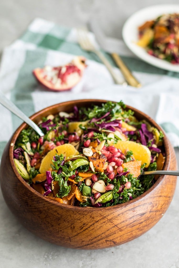 Vibrant Winter Kale Brussels Sprout Salad - Sunkissed Kitchen