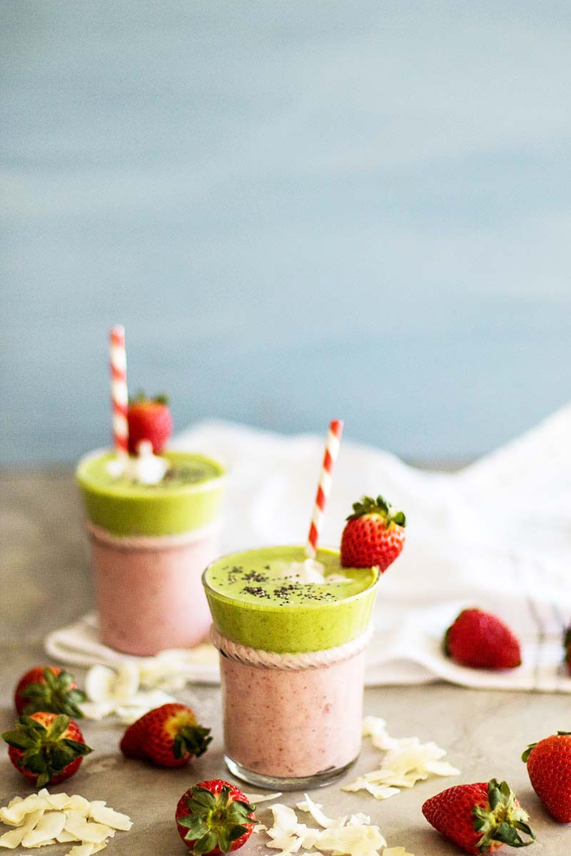 Strawberry Colada Green Smoothie - Sunkissed Kitchen