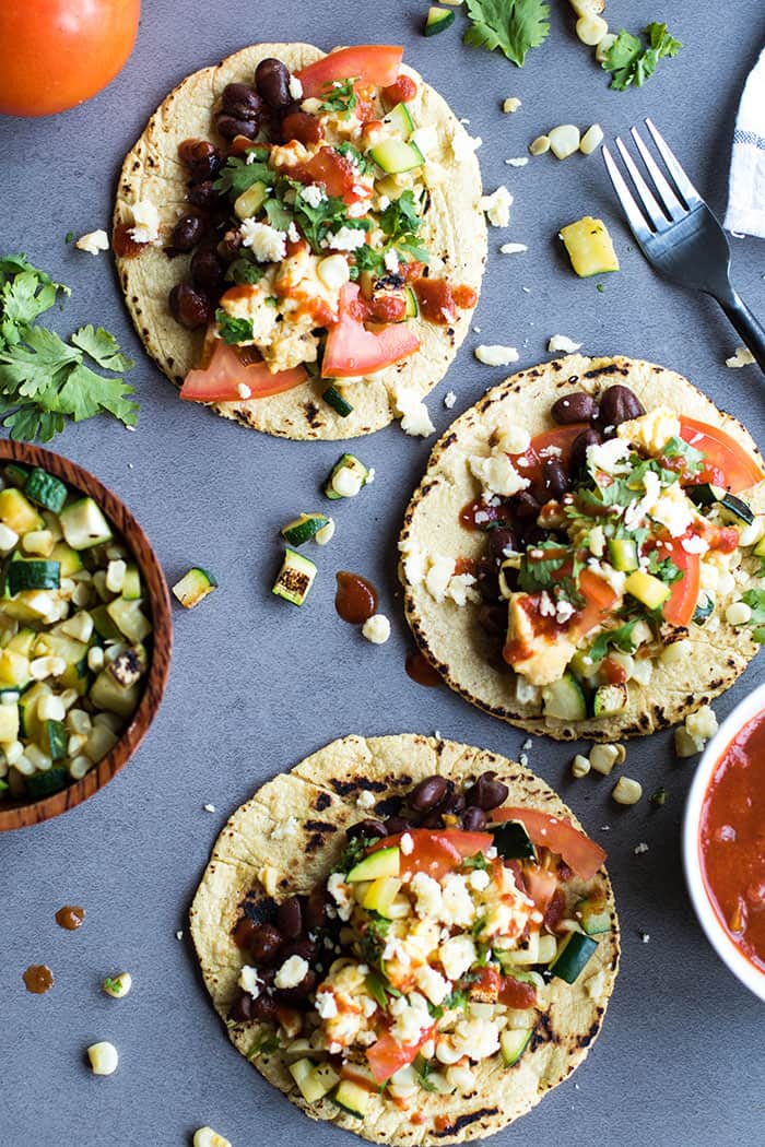 Breakfast Tacos with Black Beans and Veggies - Sunkissed Kitchen