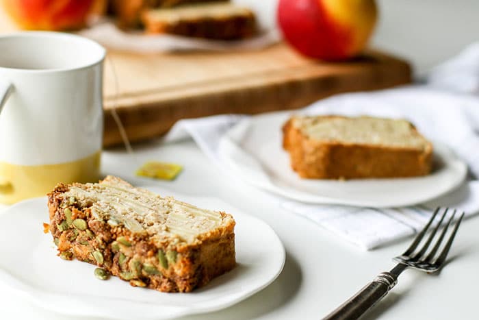Apple Bread with Pumpkin Seed Streusel Topping