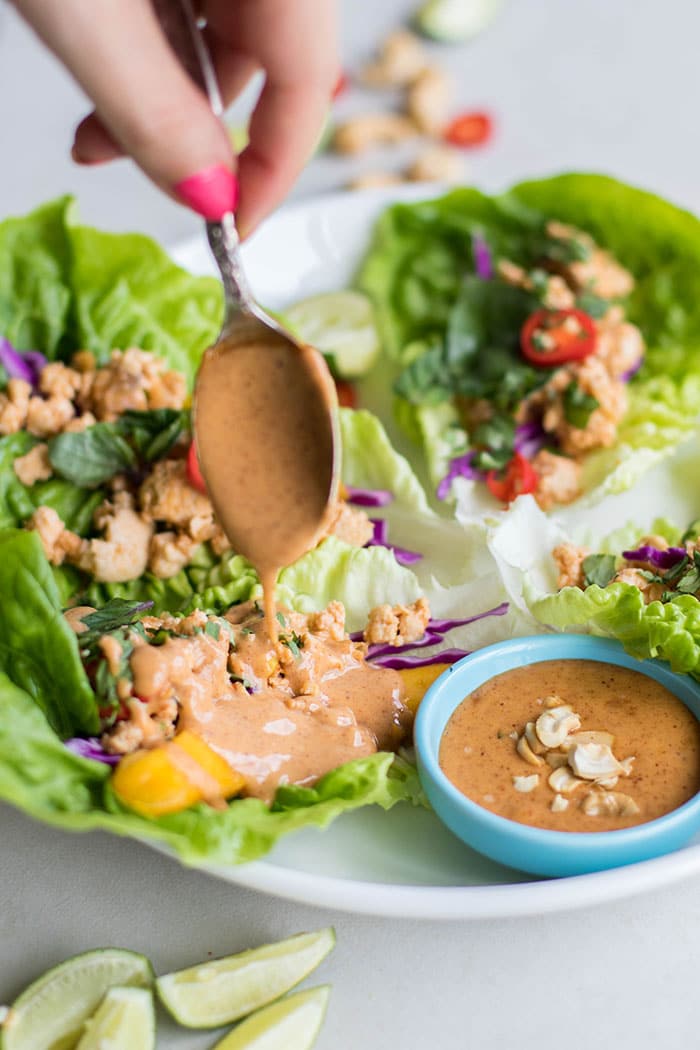 Thai Chicken Lettuce Wraps (Whole30) Sunkissed Kitchen