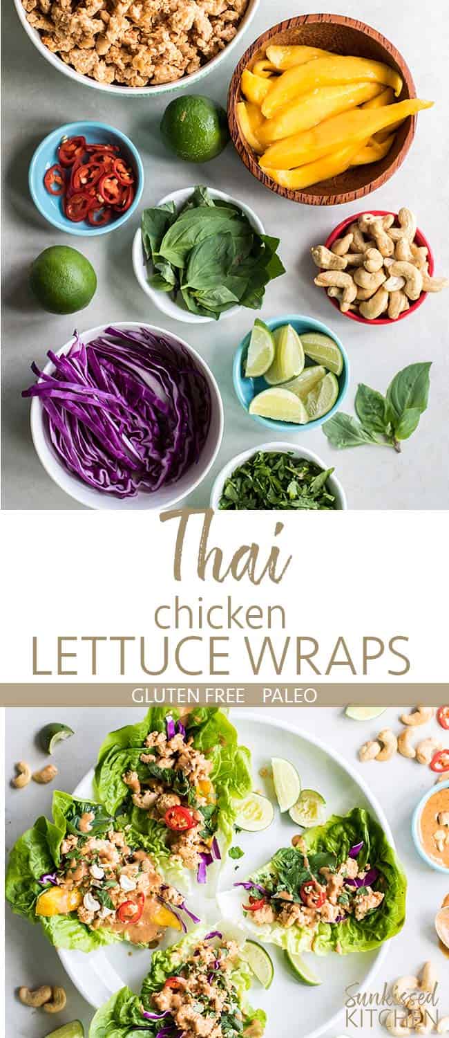 Thai Chicken Lettuce Wraps (Whole30) Sunkissed Kitchen