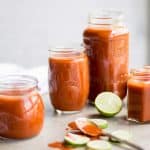 Homemade enchilada Sauce in jars.