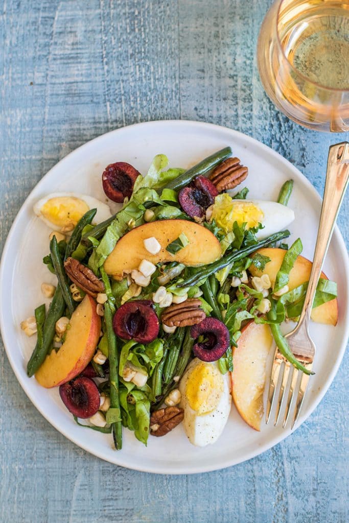 Mid Summer Dream Salad / This salad is a celebration of summer produce-- green beans, sweet corn, cherries and peaches are the stars of the show.
