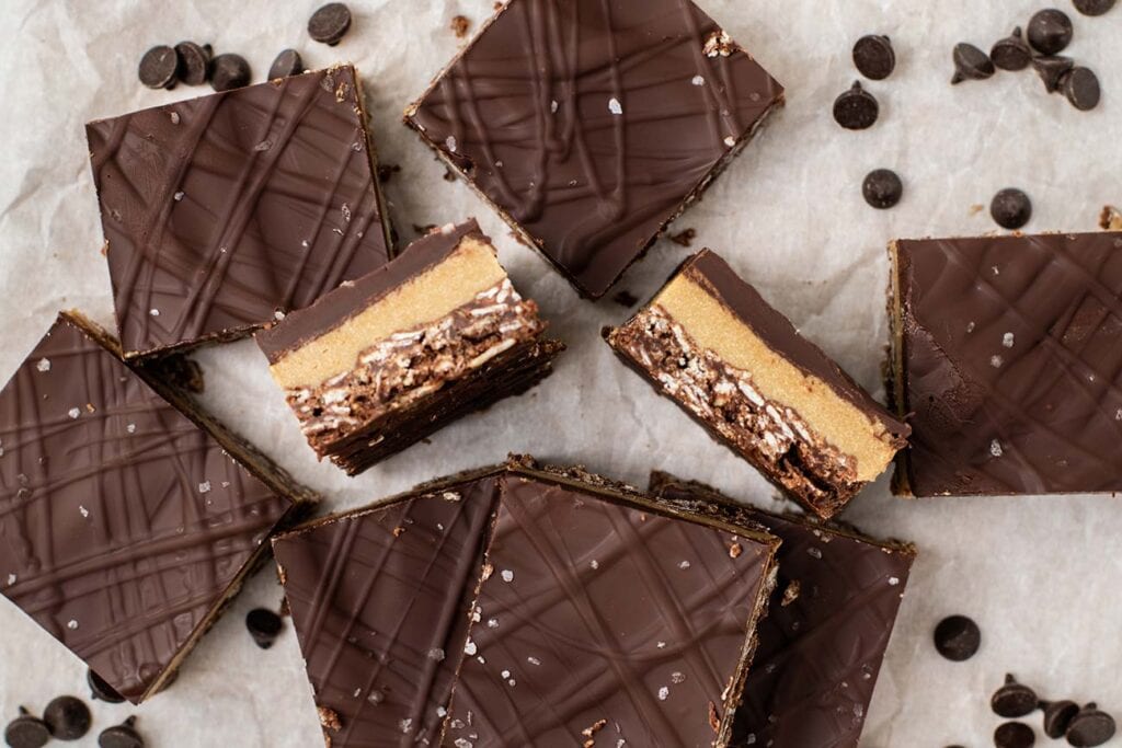 A plate of sunbutter cookies cut into squares.