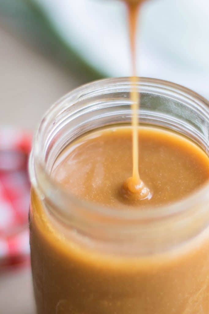 Salted Caramel Sauce / This dairy free and refined sugar free caramel sauce takes about 5 minutes to make!