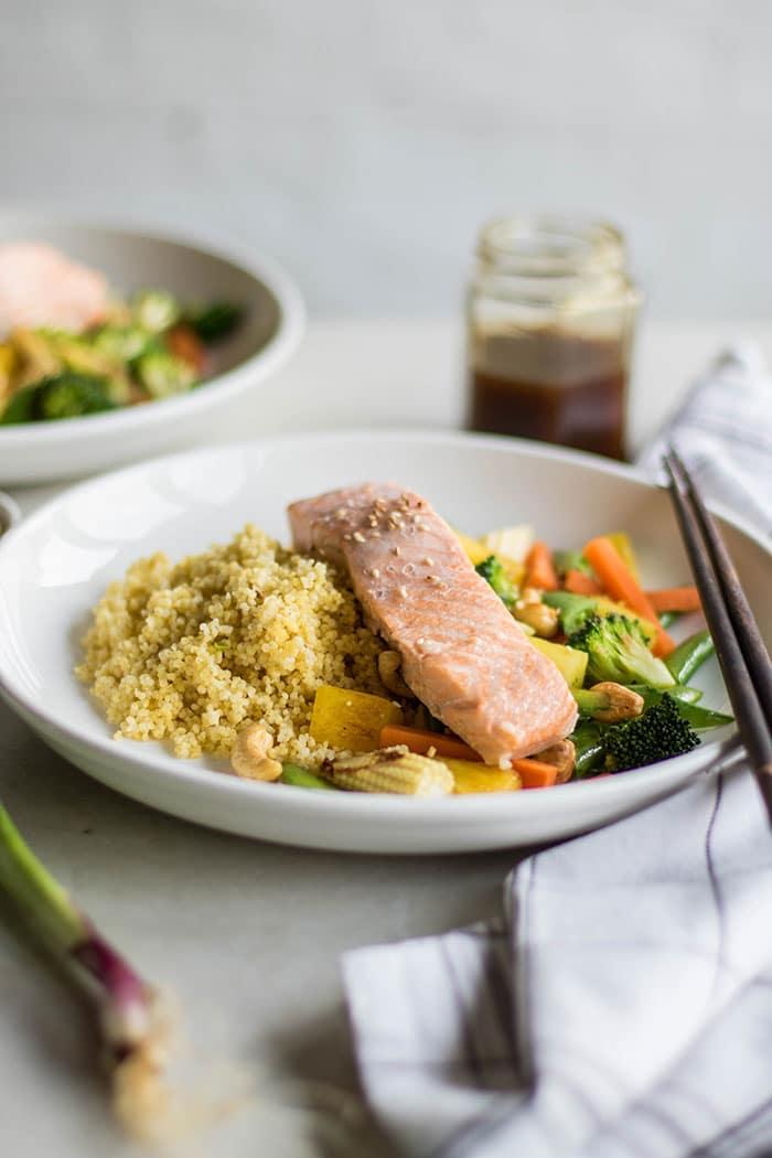 Teriyaki Salmon Millet Bowls - Sunkissed Kitchen