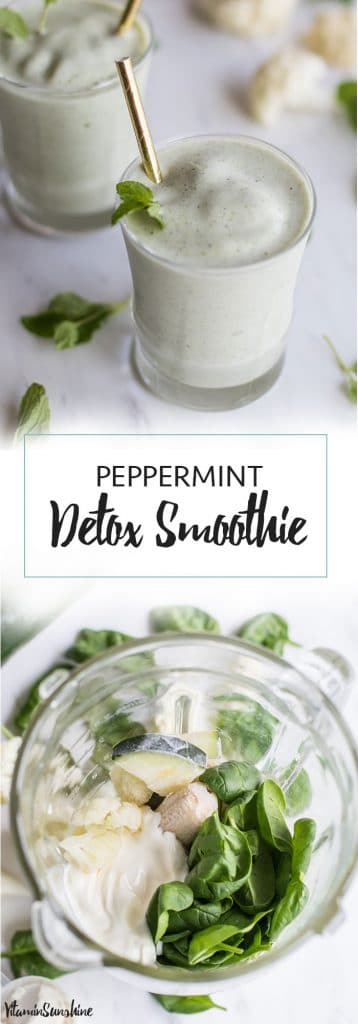 Peppermint Detox Smoothie / This veggie based smoothie is packed with nutrients. The perfect meal or snack after overindulging during the holidays!