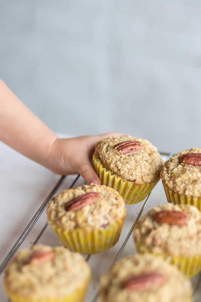 Muffins / These healthy banana muffins are mostly fruit sweetened, made with oat bran for extra protein and fiber.