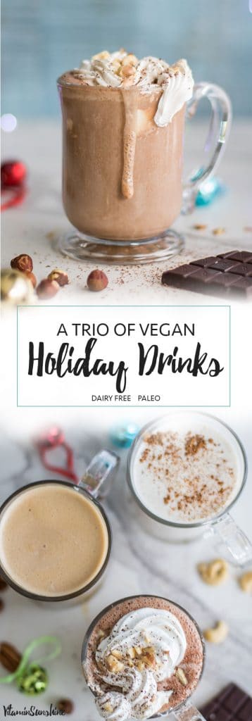 Trio of Healthy Holiday Drinks / Recipes for #TheNutraMilk - Hazelnut Hot Cocoa, Vegan Eggnog, and a Pecan Toffee Latte - #Pmedia #ad