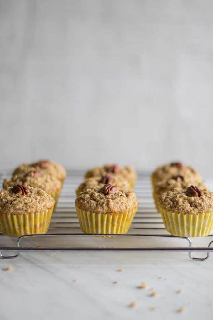 Banana Nut Muffins / These healthy banana muffins are mostly fruit sweetened, made with oat bran for extra protein and fiber.