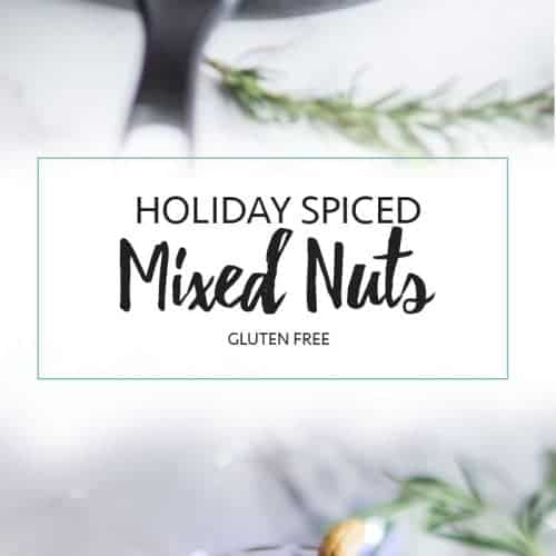 Holiday Spiced Mixed Nuts / Toasted nuts are mixed with a flavorful and festive combination of shallots, rosemary, and spices.