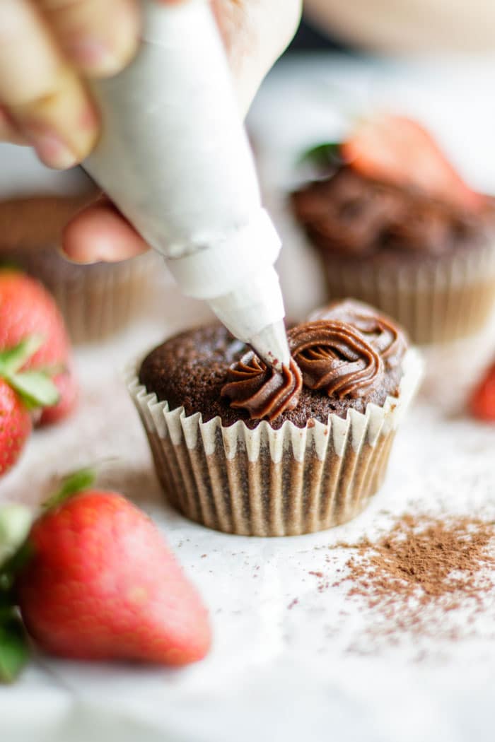 These paleo chocolate cupcakes are a perfect match for my paleo sweet potato frosting.