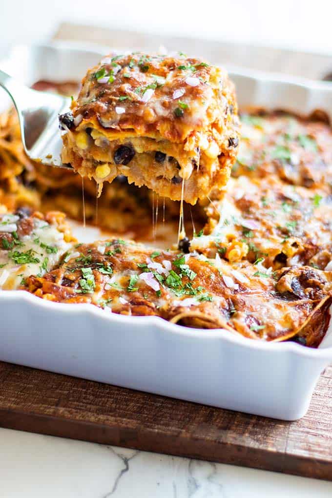 Vegetarian Enchilada Casserole (Freezer Friendly) - Sunkissed Kitchen