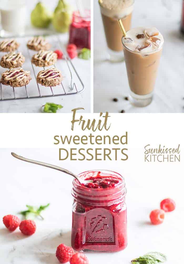 3 images showing a sampling of the new recipes available in the Sugar Free Desserts recipe ebook.