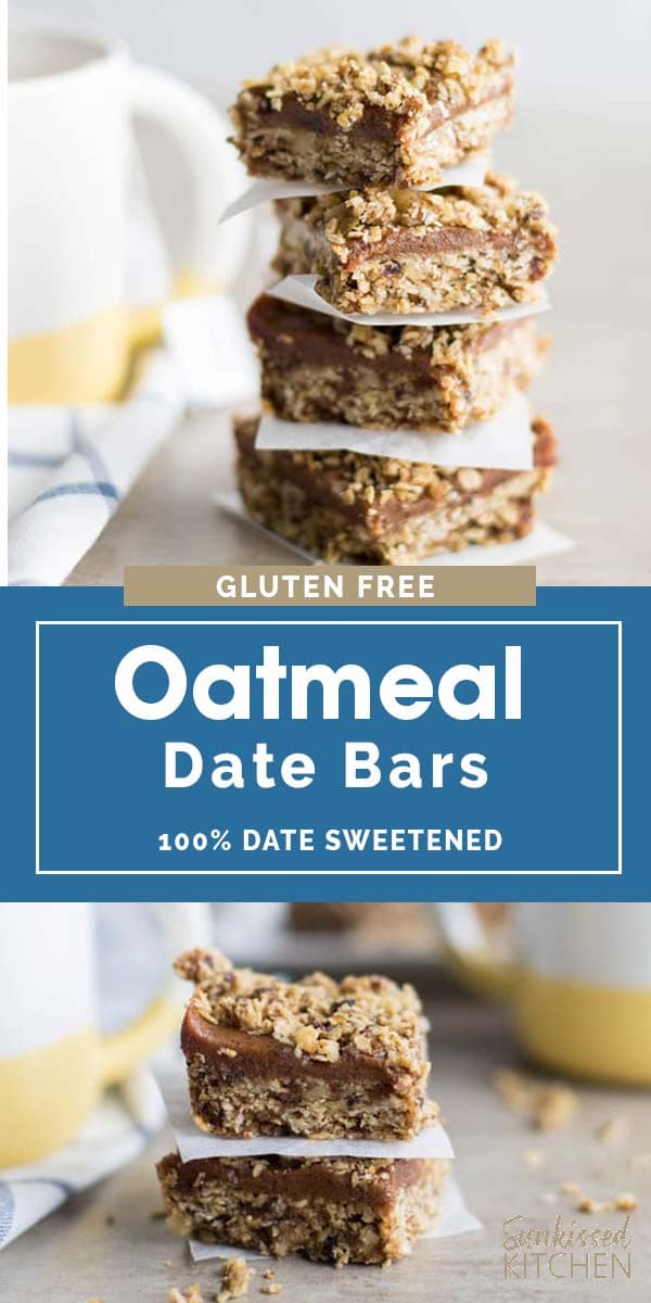 Gluten Free Date Bars No Added Sugar Oatmeal Walnut Date Bars