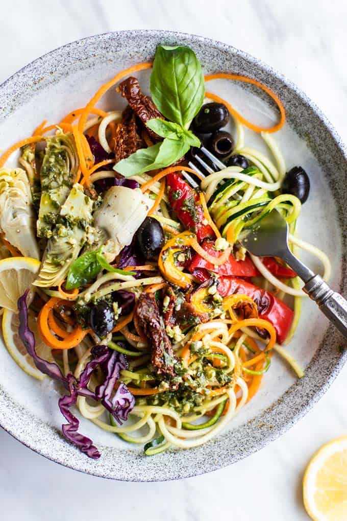 Vegan Italian Sausage Pesto Zoodles — thekathyfeed