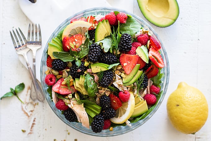 Whole30 Chicken Blackberry Salad With Basil Tahini Dressing - Sunkissed ...