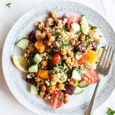 A plate with a serving of this moroccan salad.