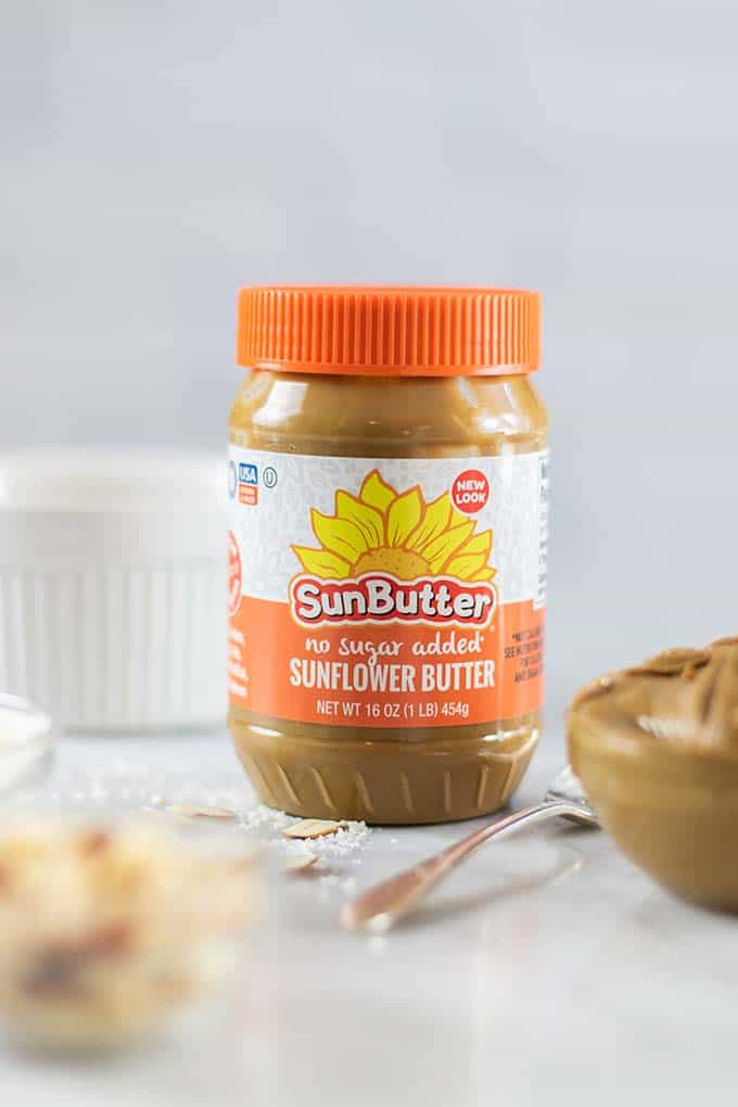 A jar of no sugar added Sunbutter.