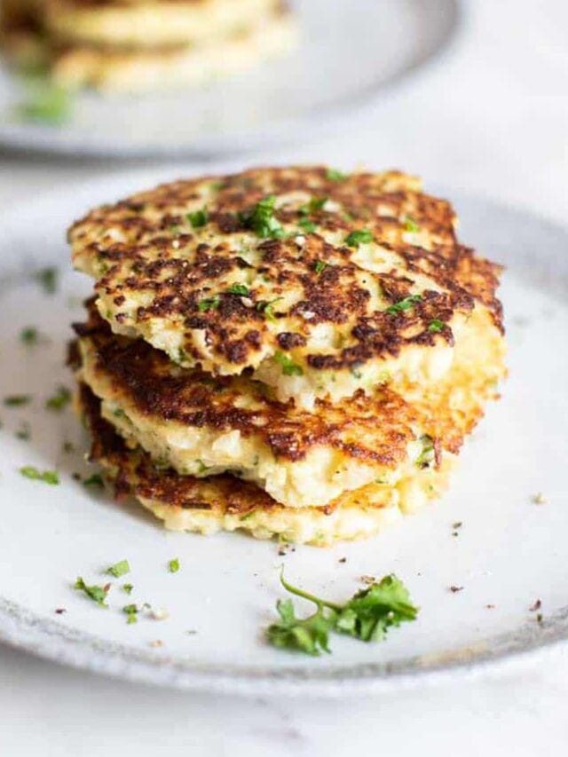 Crispy Cauliflower Fritters - Low Carb - Sunkissed Kitchen