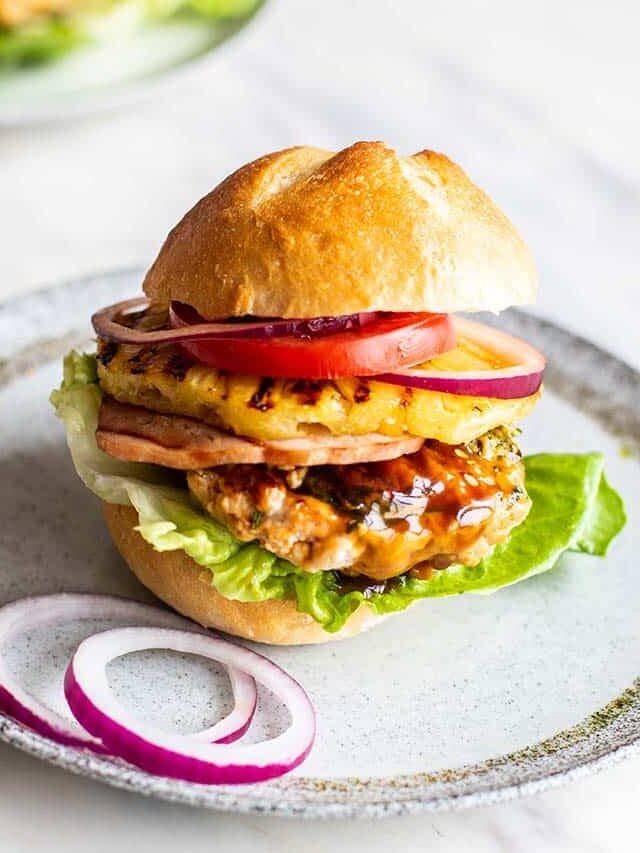 Hawaiian Teriyaki Chicken Burgers - Sunkissed Kitchen