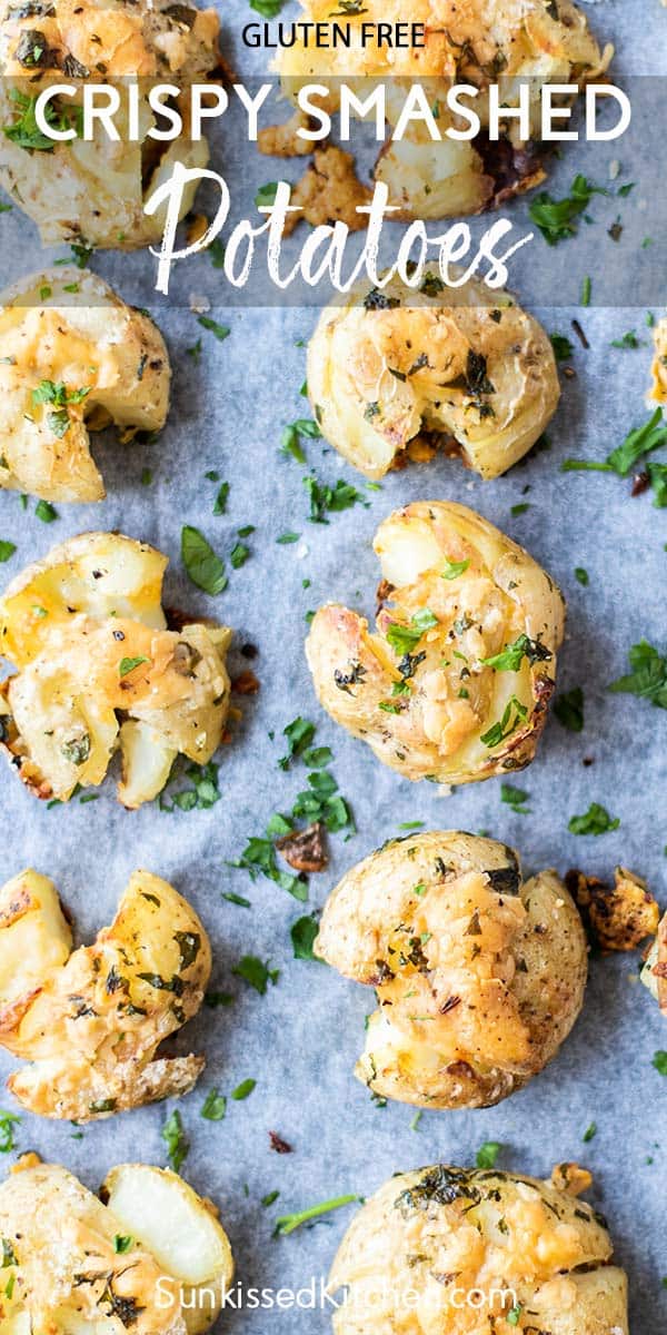Parmesan Oven Baked Smashed Potatoes - Sunkissed Kitchen