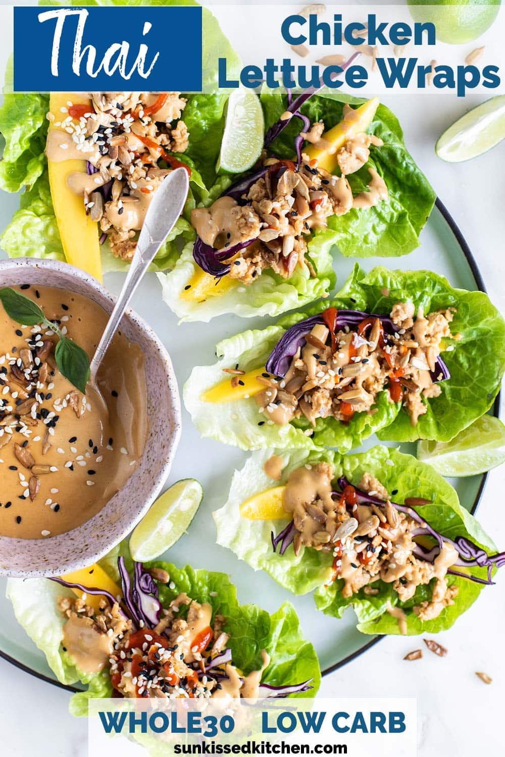 Thai Chicken Lettuce Wraps (Whole30) Sunkissed Kitchen