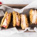 Oatmeal Cookie Ice Cream Sandwiches in a tray.
