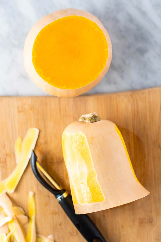 How to cut and peel a butternut squash.