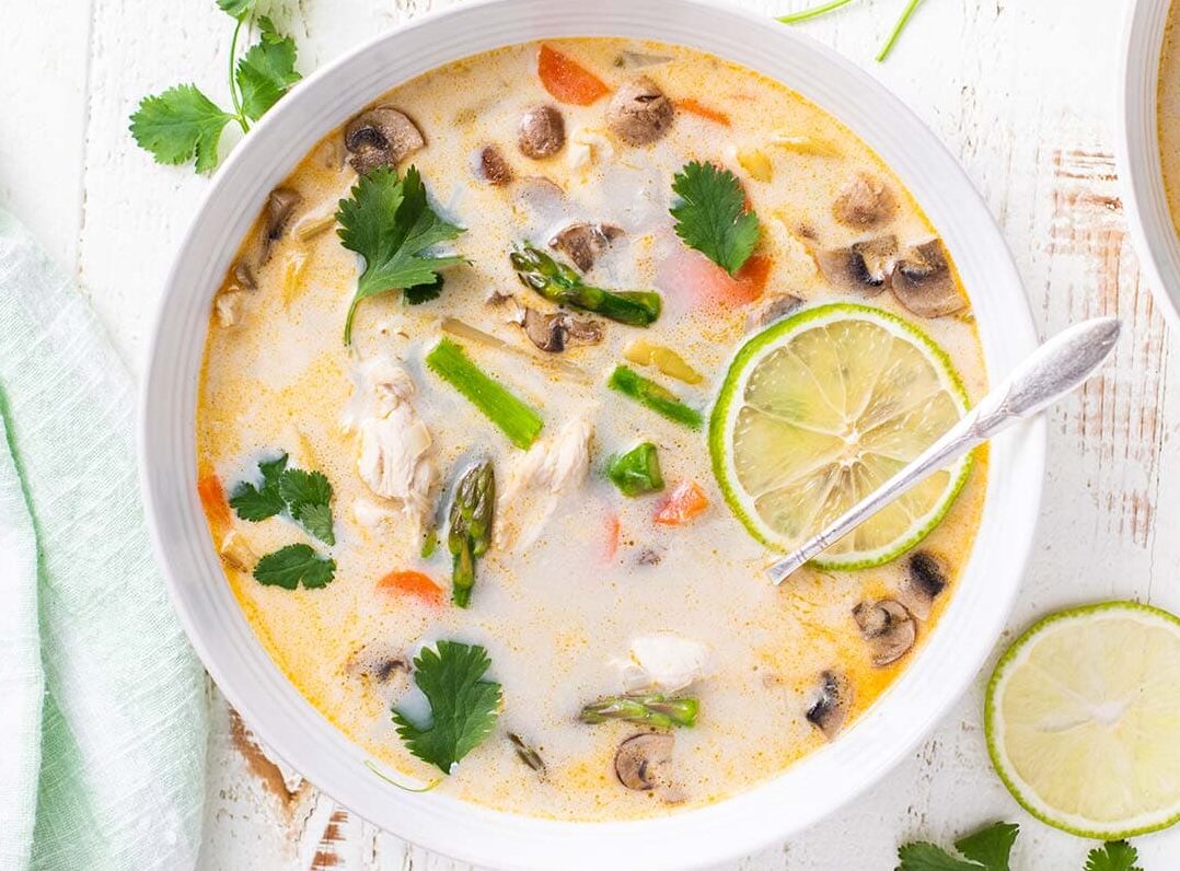 Authentic Tom Kha Gai - Thai Coconut Milk Soup - Sunkissed Kitchen