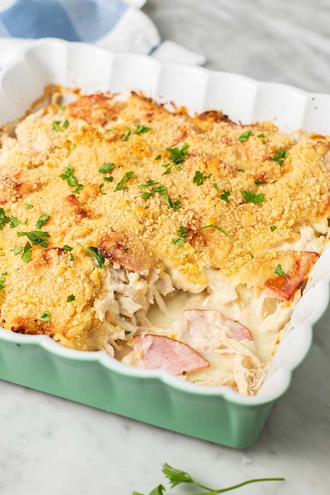 Lightened Up Chicken Cordon Bleu Casserole - Sunkissed Kitchen