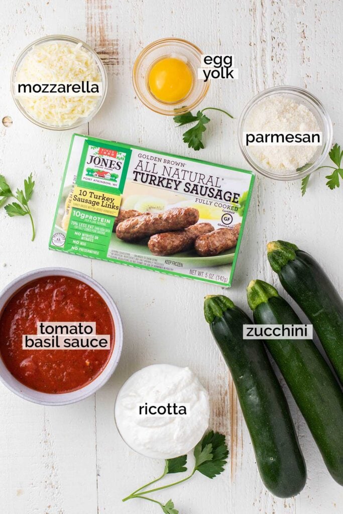 The ingredients for this recipe prepared and labeled.